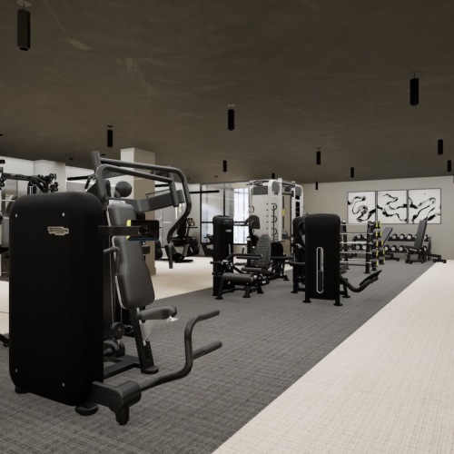 a gym with exercise equipment